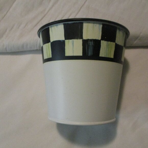 MacKenzie-Childs Set of 3  Courtly Check  Enamel Herb Pots Spectator Galvanized - Picture 4 of 6